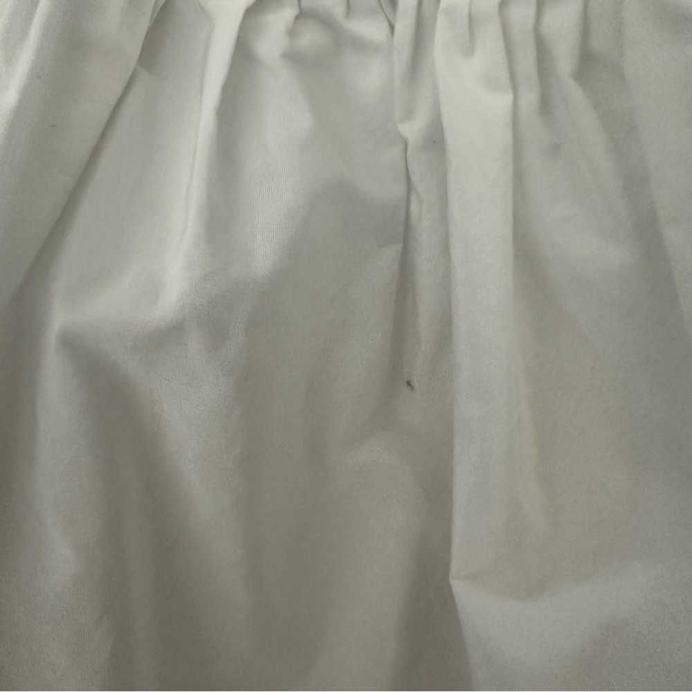 Brogger Round Neck Puff Sleeve Tiered Oversized Taffeta Blouse in White Large - Picture 4 of 8